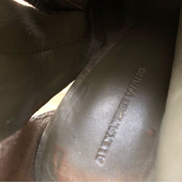 Alexander Wang Green Gray Ankle Boots Booties Heeled Zip Leather EU 38 US 7.5 - Picture 14 of 14